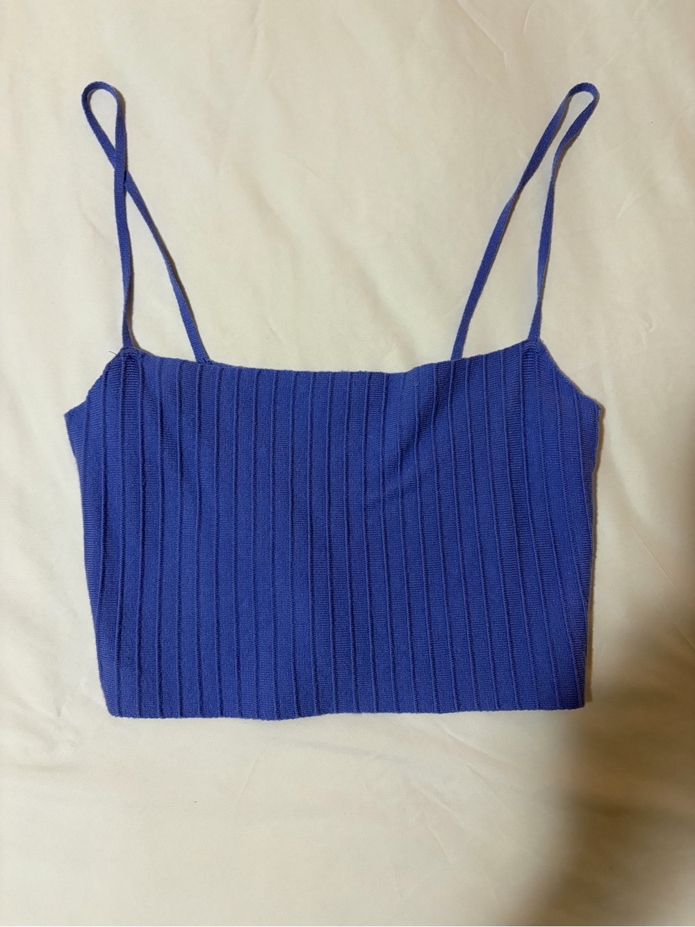La Hearts Ribbed Spaghetti-Strap Tank in Bright Blue